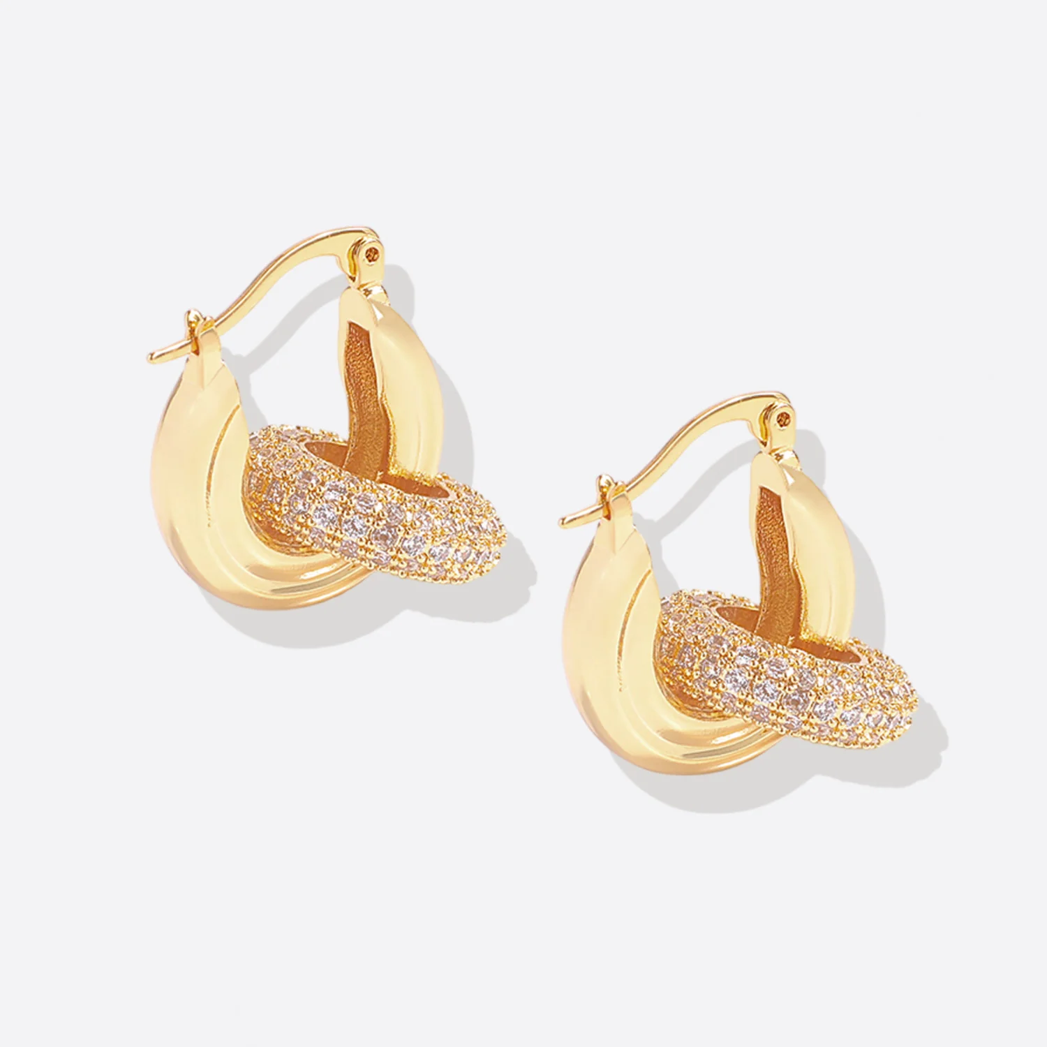 Pave Interlock Hoop Earrings