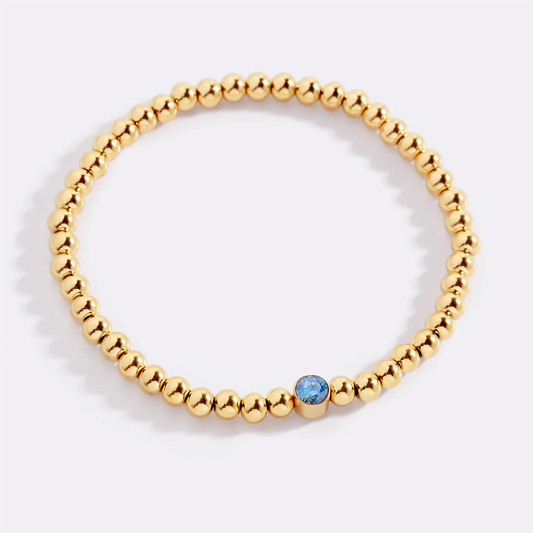 Gold Beaded Bubble Birthstone Bracelet