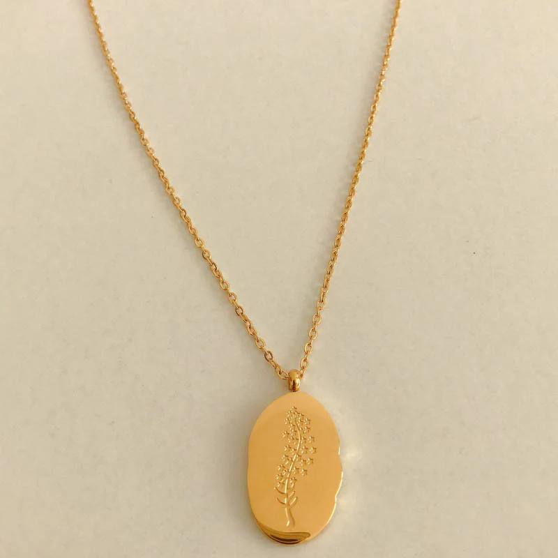 Gold Birth Flower Pendant Necklace