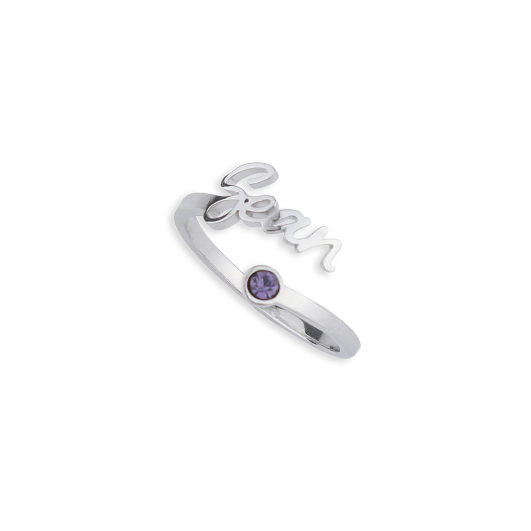 Custom Name Birthstone Ring