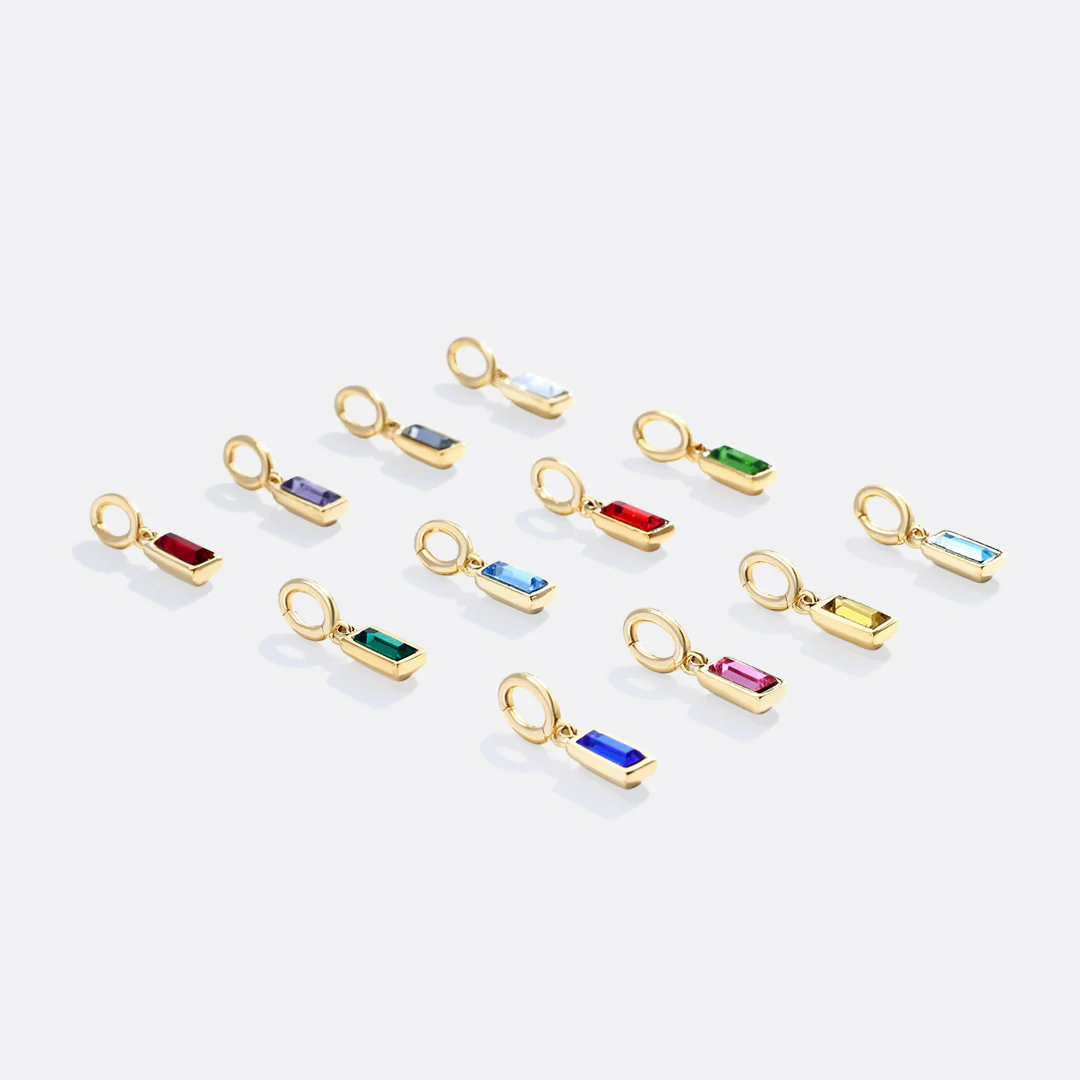 Dainty Baguette Birthstone Charm