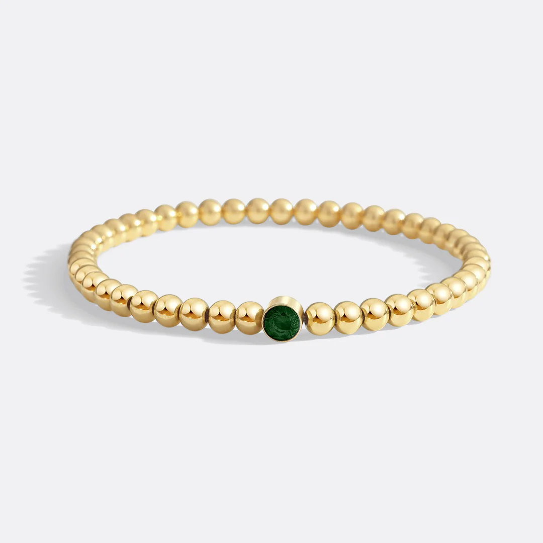 Gold Beaded Bubble Birthstone Bracelet