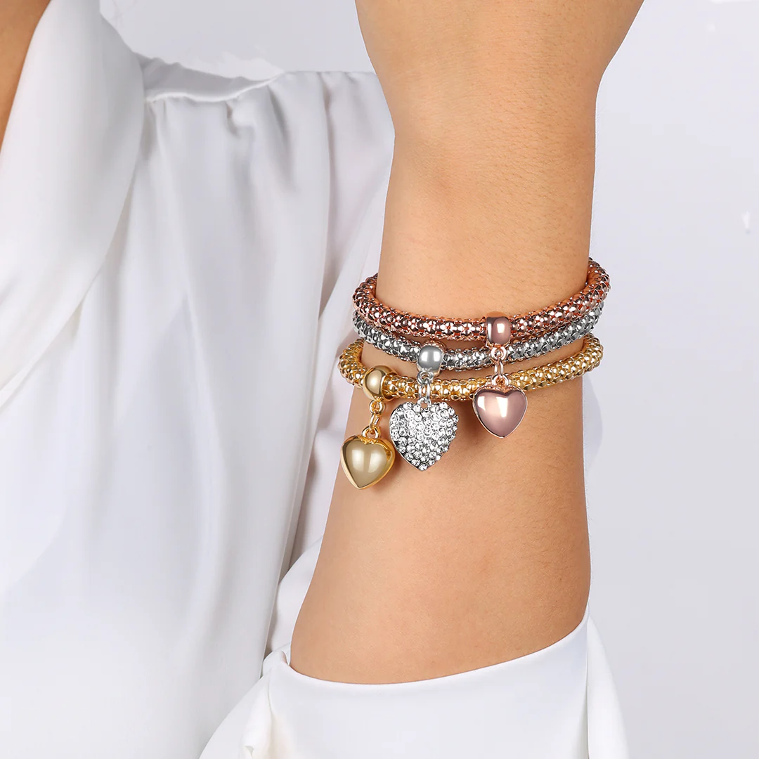 Solid Hearts Metal Bracelet