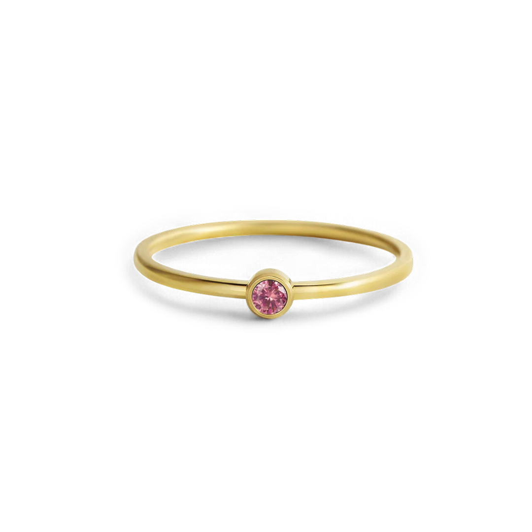 Minimalist Bezel-Set July Birthstone Stacking Band