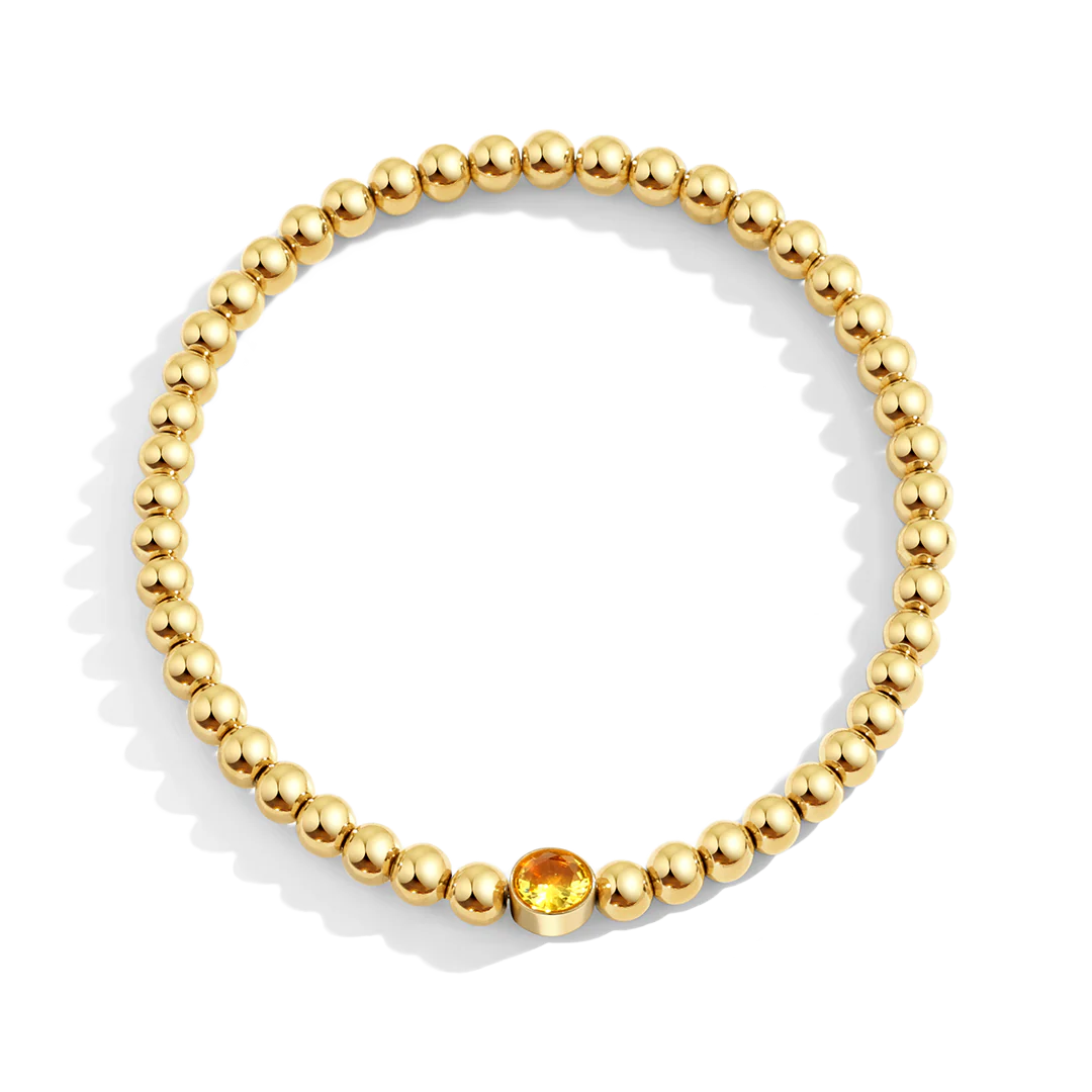 Gold Beaded Bubble Birthstone Bracelet