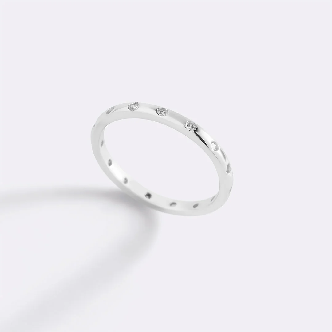 Bezel-Set Tiny Stacking Ring