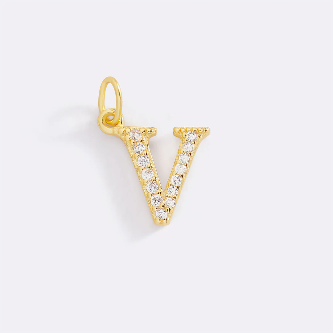 Dainty Pave Initial Charm