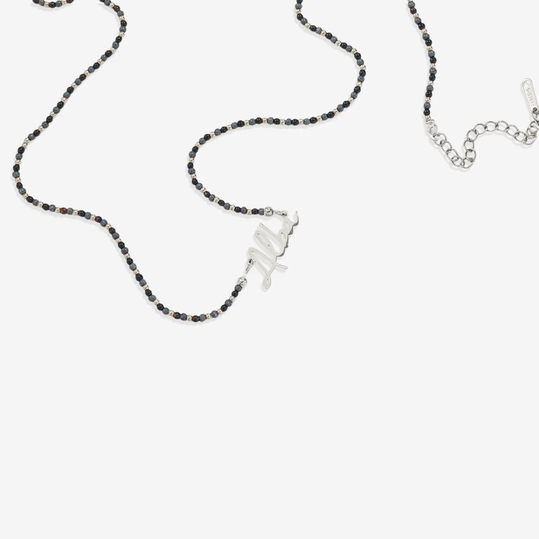 Onyx Beaded Fairy Name Necklace