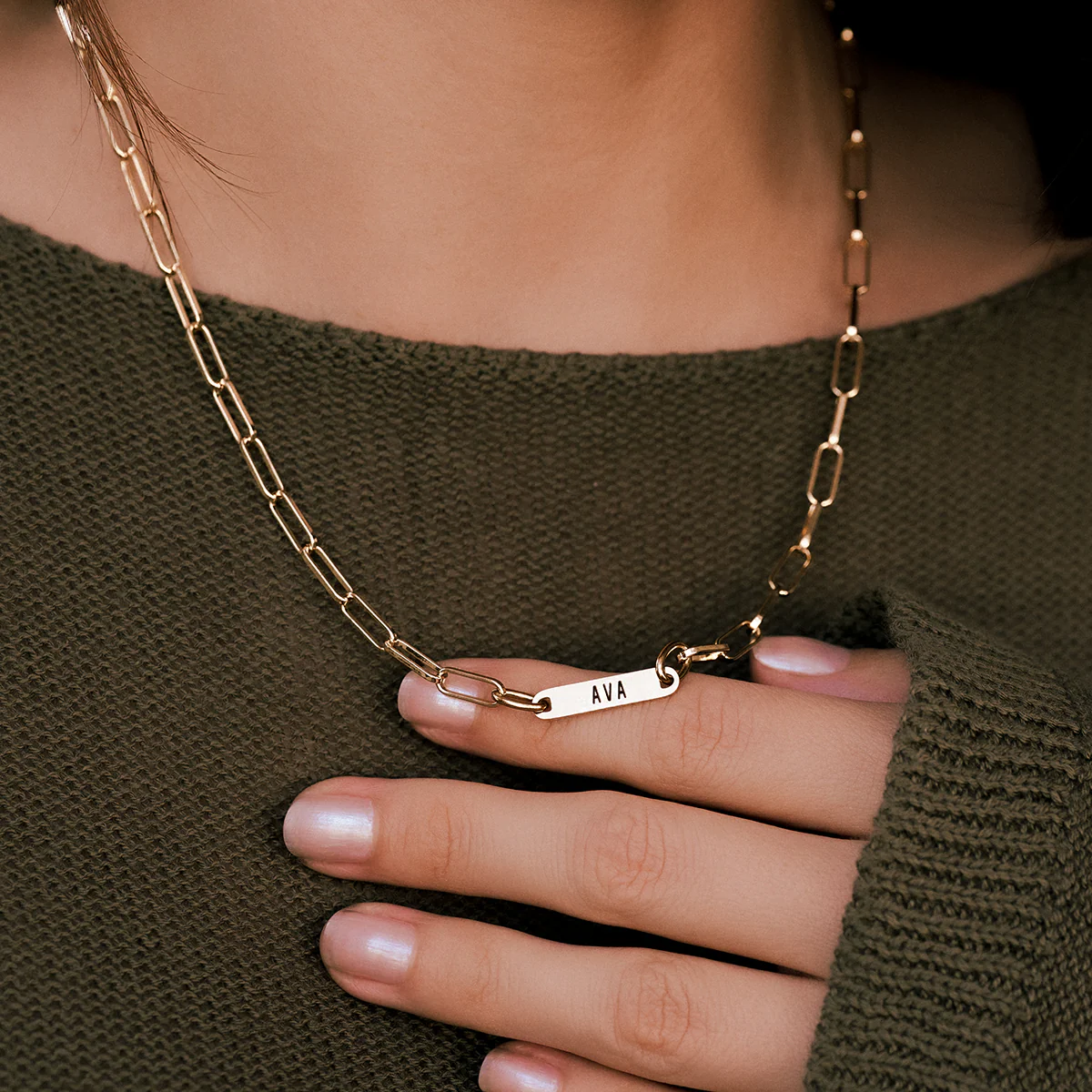 Paperclip Necklace With Personalized Names