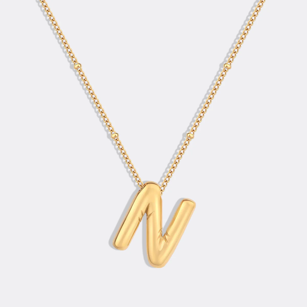 Balloon Initial Necklace with Satellite Chain