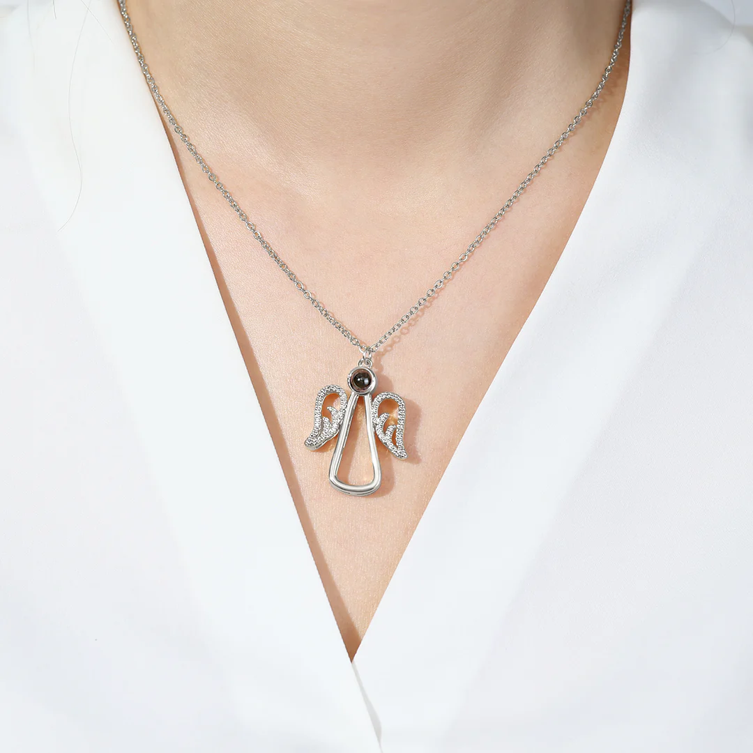 Personalized Angel Photo Charm Necklace