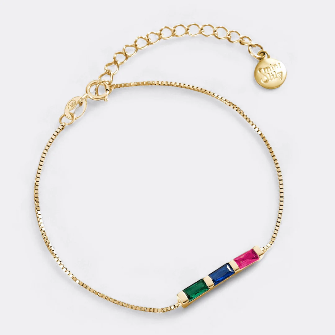 Dainty Baguette Birthstone Bracelet