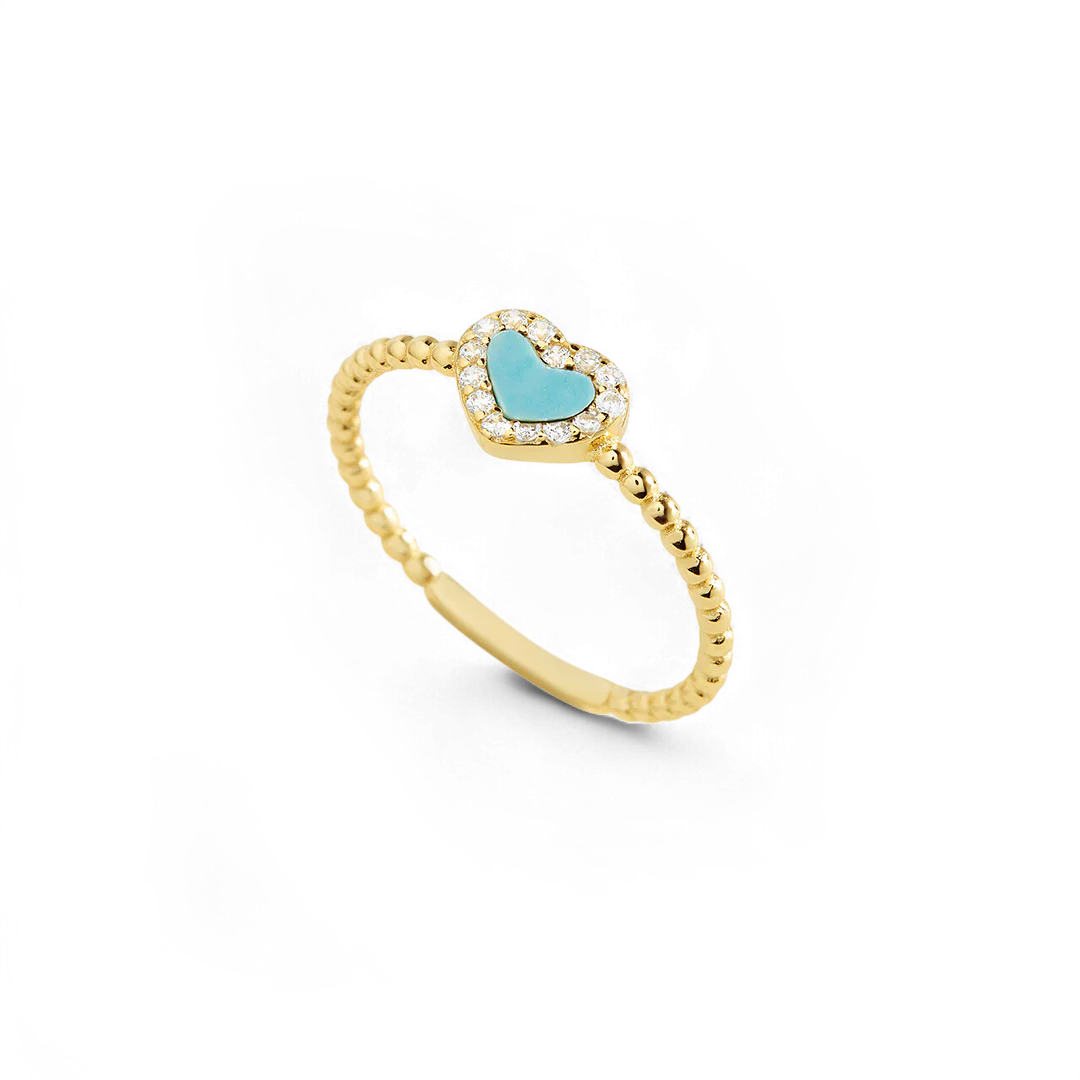 Tiny Gemstone Heart Stacking Ring