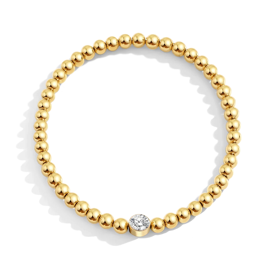 Gold Beaded Bubble Birthstone Bracelet