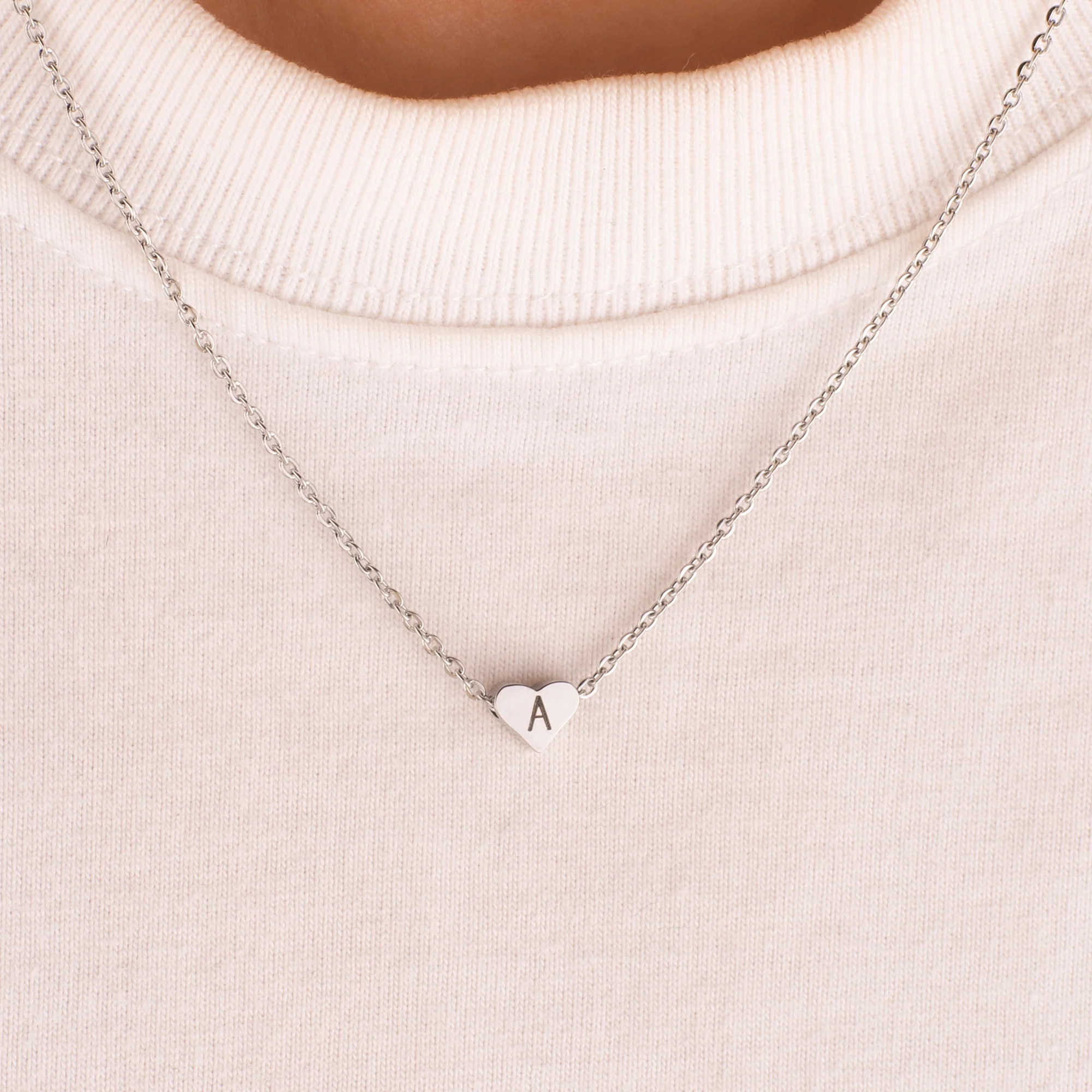 Dainty Heart Initial Necklace
