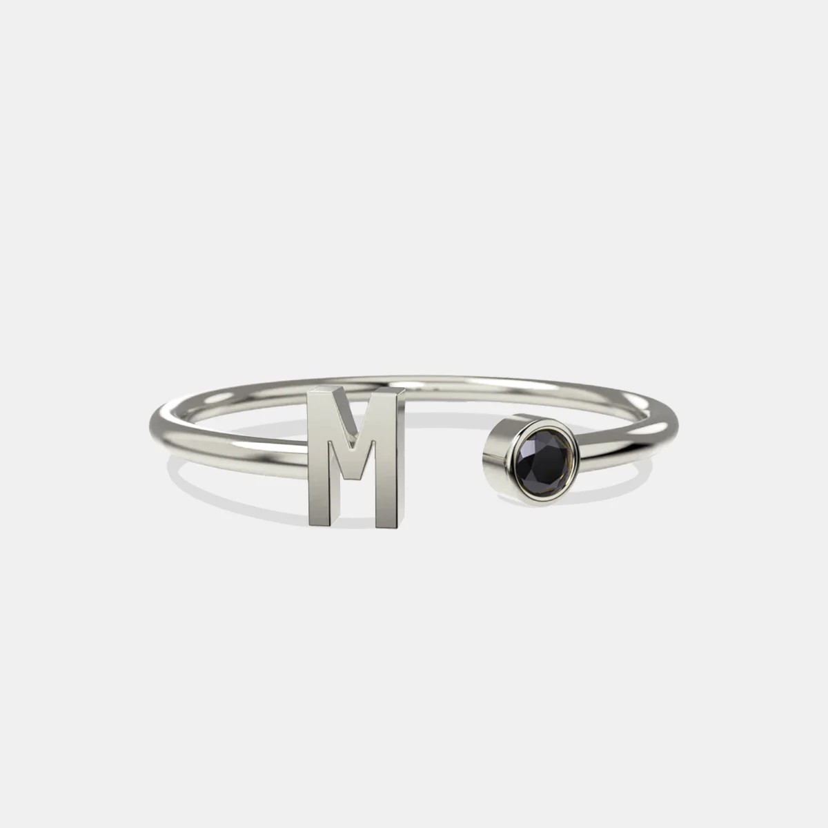Dainty Birthstone Initial Ring