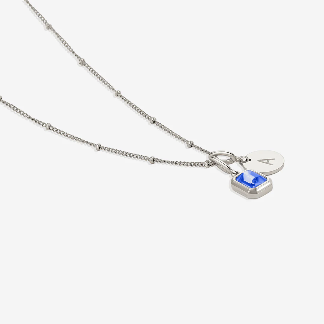 Baguette Birthstone & Initial Necklace