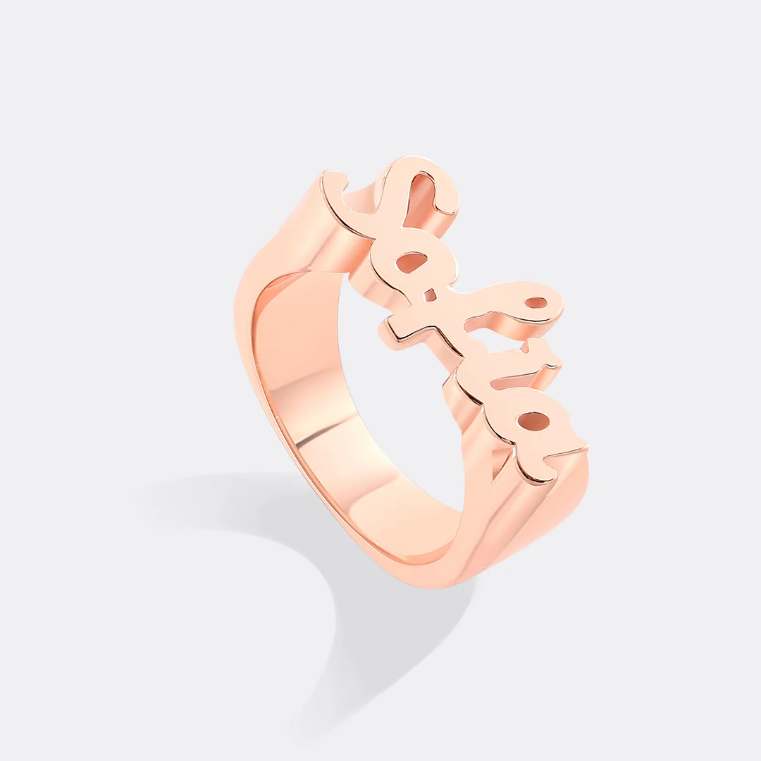 Brilliant Script Name Ring