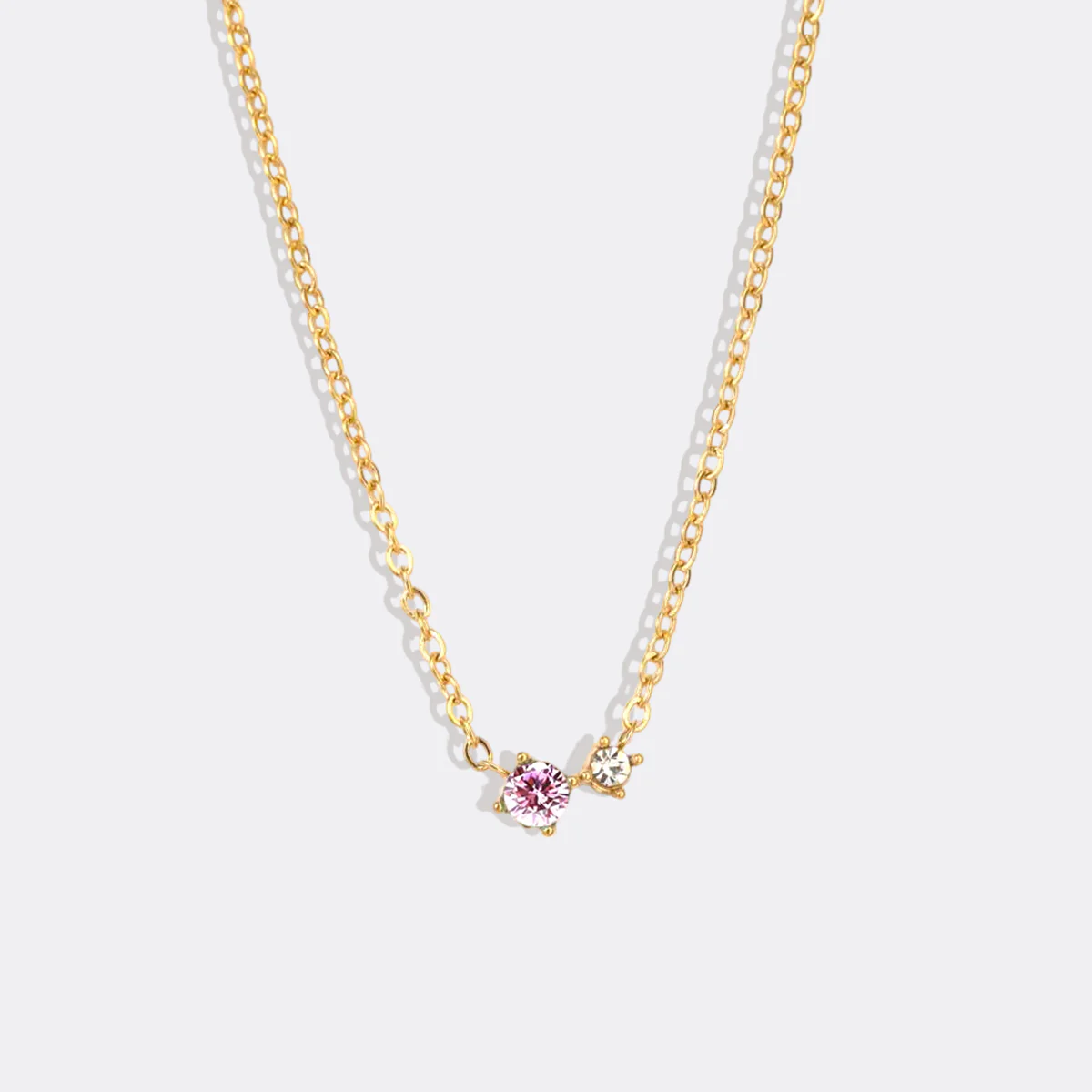 Dainty Birthstone Solitaire Necklace with Diamond Accent