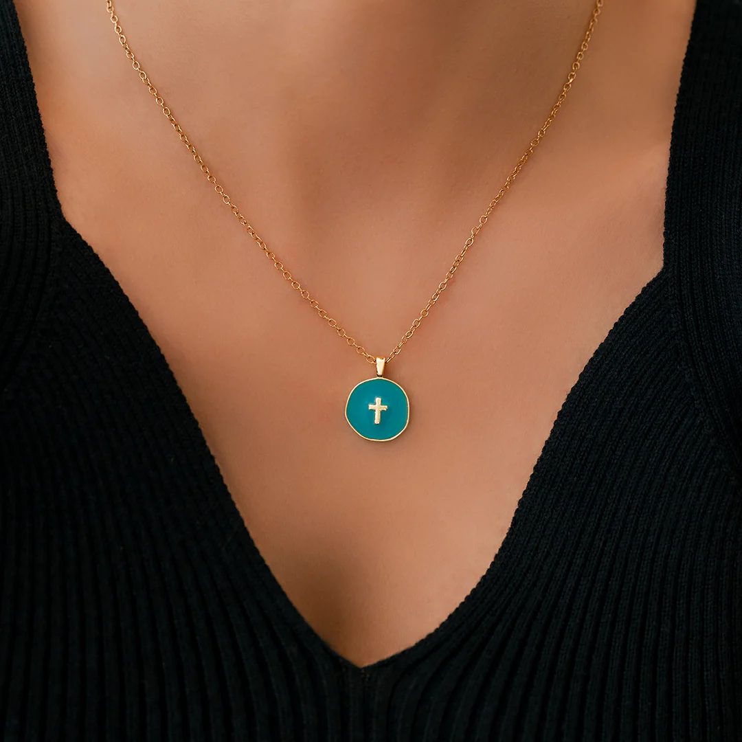Minimalist Enamel Cross Pendant