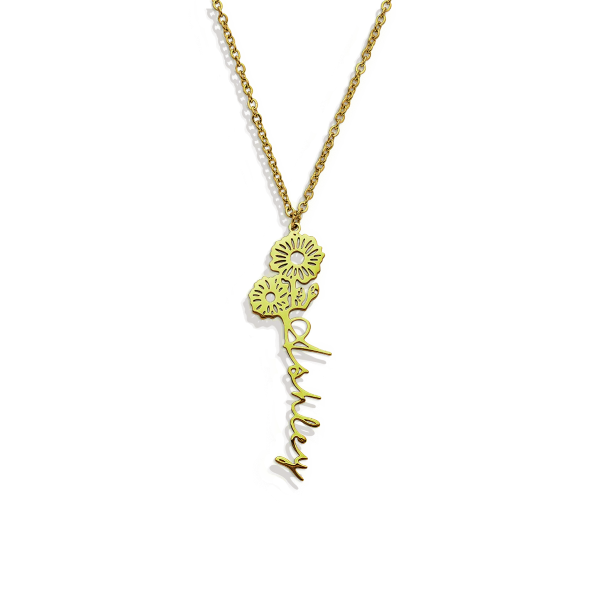 Birth Flower Name Necklace