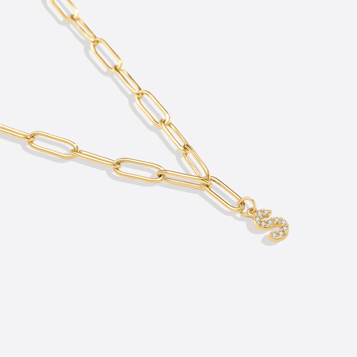 Paperclip Pave Initial Necklace