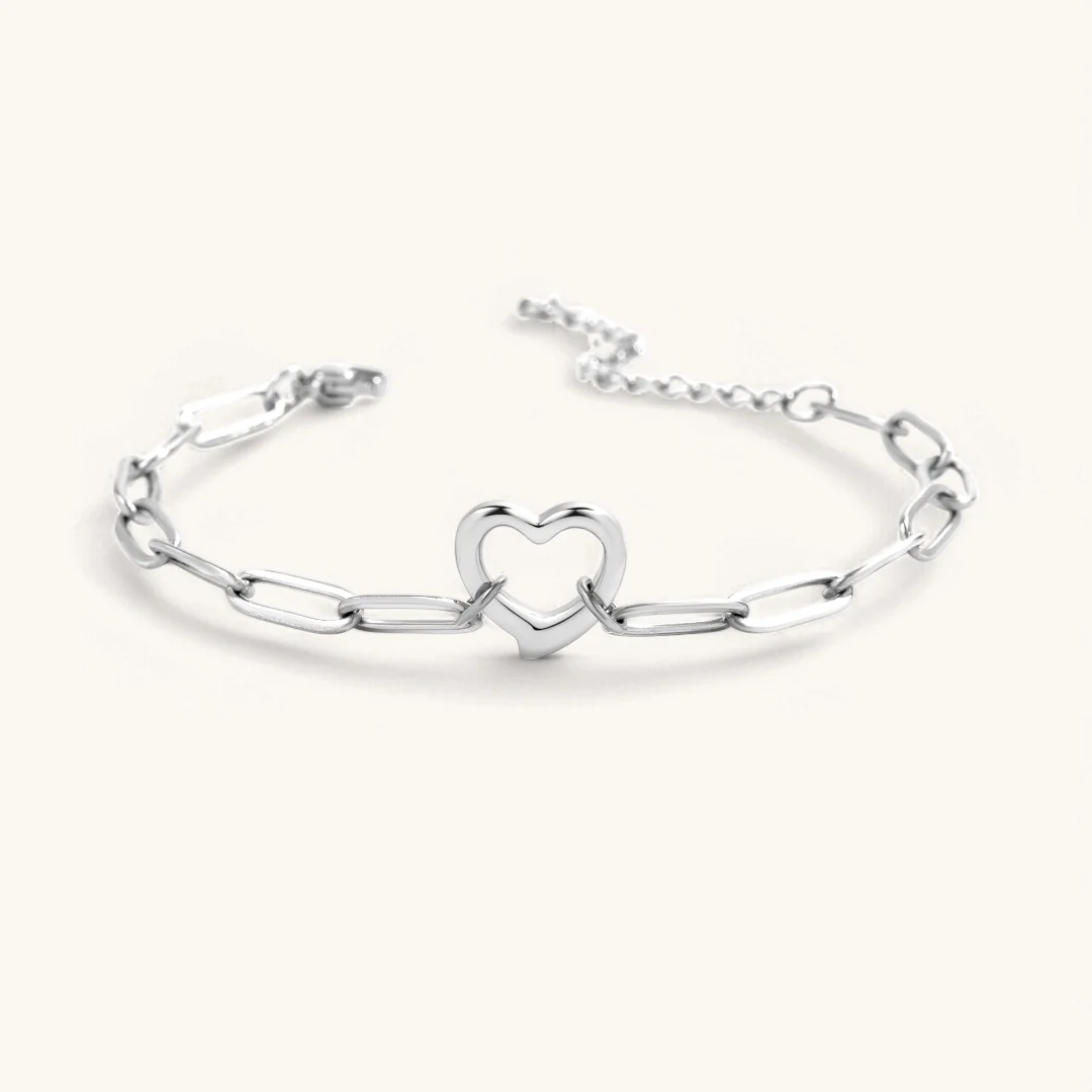 Open Heart Paperclip Chain Bracelet