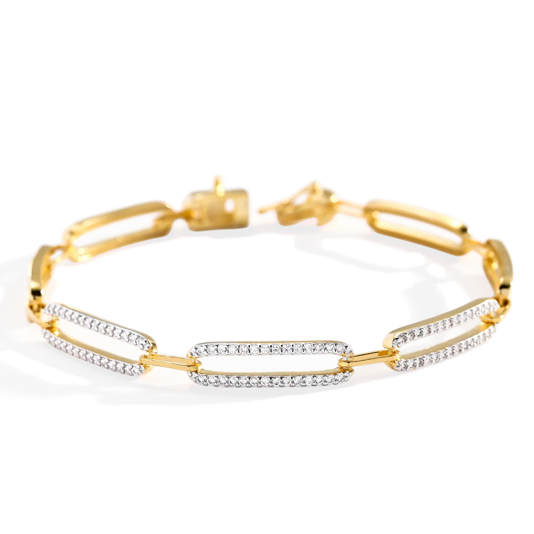 Pave Diamond Paperclip Bracelet