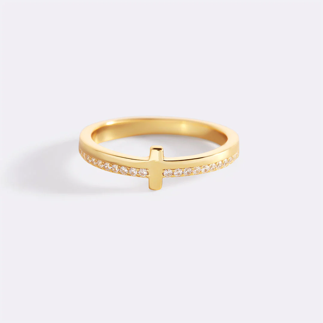 Let God Be In Control Golden Cross Ring