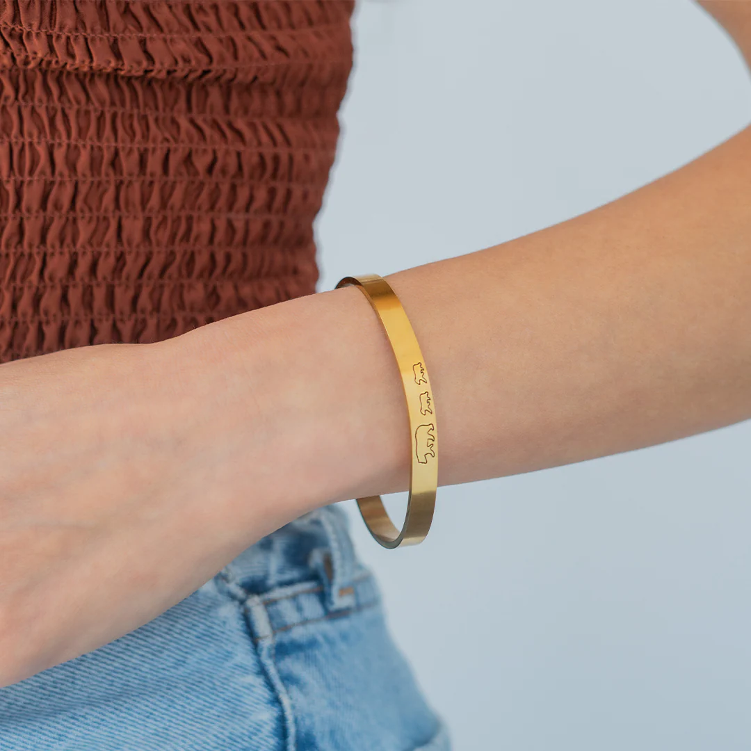 Mama Bear & Her Baby Bears Engraved Cuff Bracelet