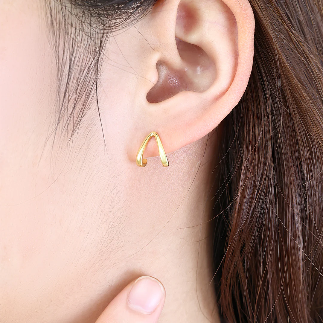 Gold Wishbone Huggie Earrings