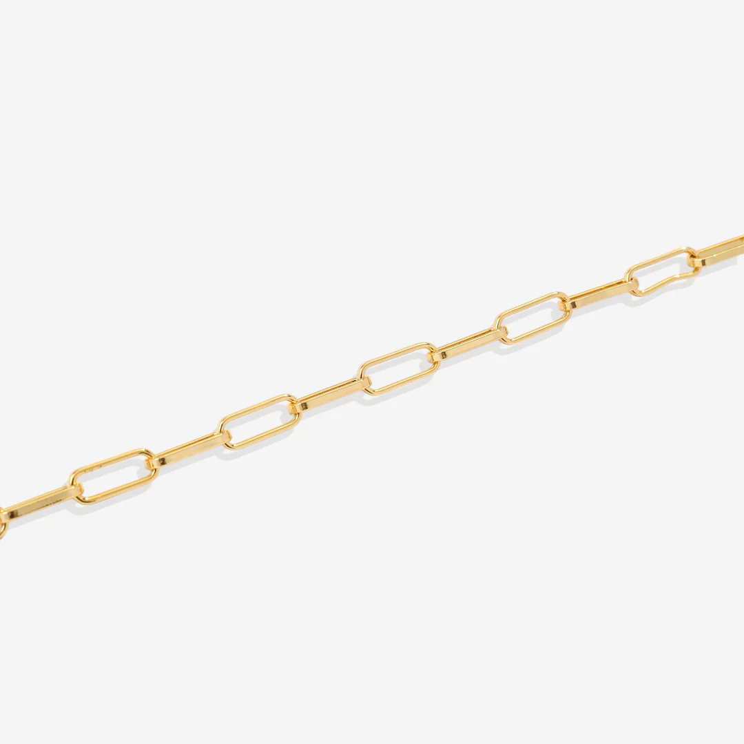 Mint Paperclip Necklace with Pave Initial Charm