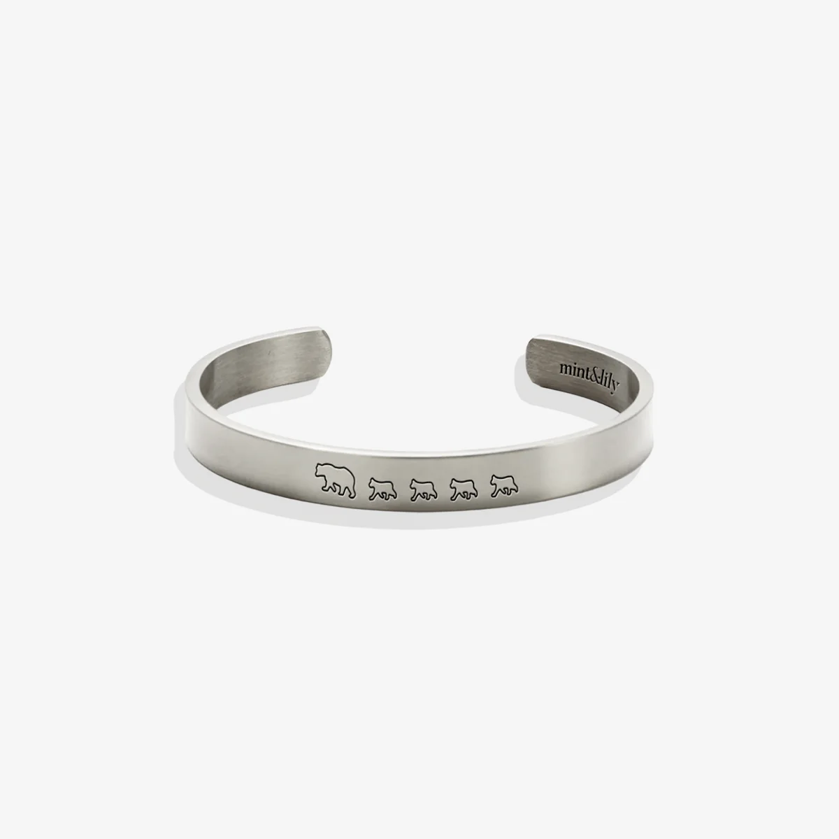 Mama Bear & Her Baby Bears Engraved Cuff Bracelet