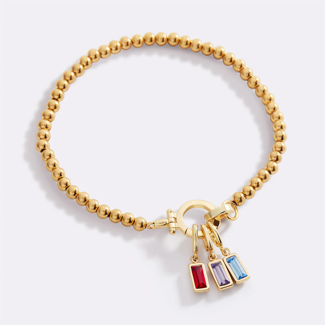 Mint Beaded Birthstone Charm Bracelet