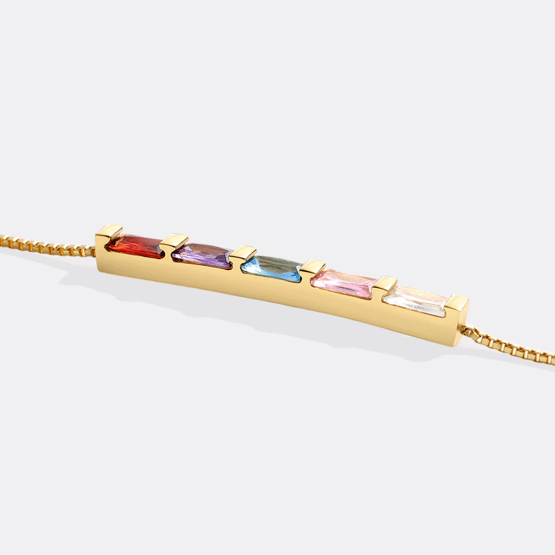 Dainty Baguette Birthstone Bracelet