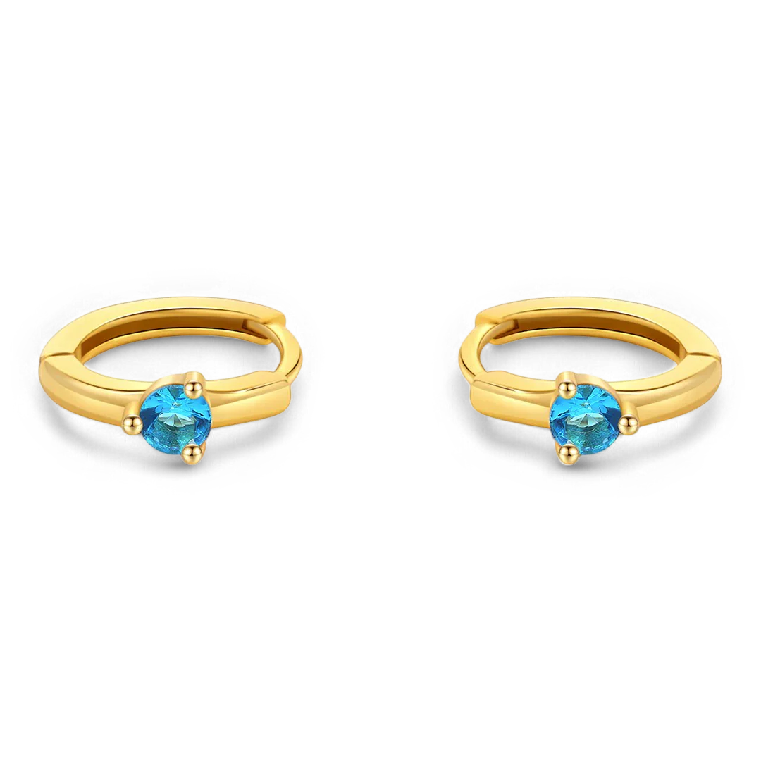 Single Stone Birthstone Huggie Hoop Earrings