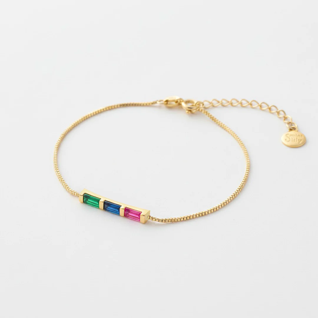 Dainty Baguette Birthstone Bracelet