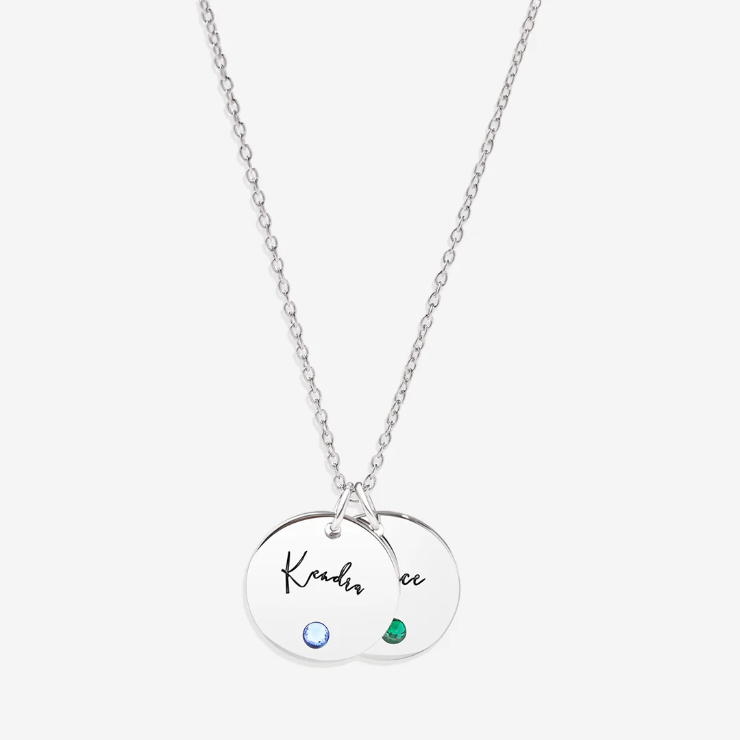 Birthstone Disc Name Necklace