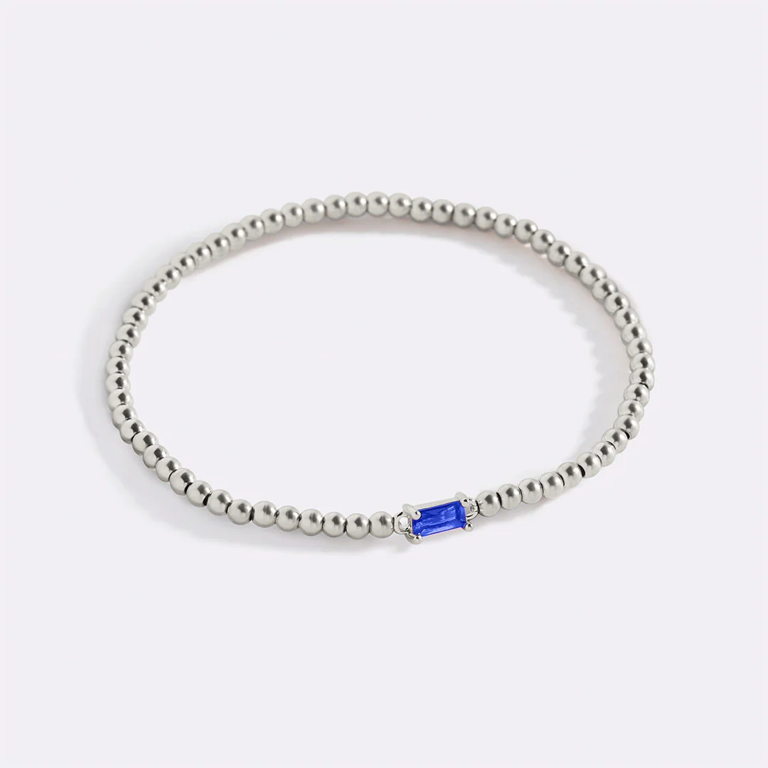 Sterling Silver Beaded Birthstone Bracelet