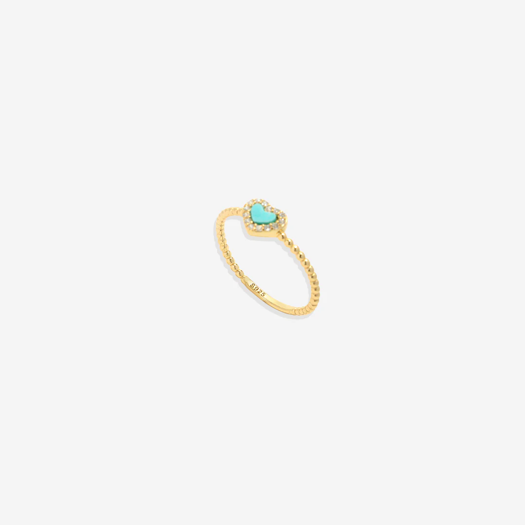 Tiny Gemstone Heart Stacking Ring