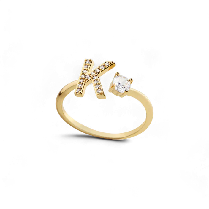 Pave Adjustable Initial Ring