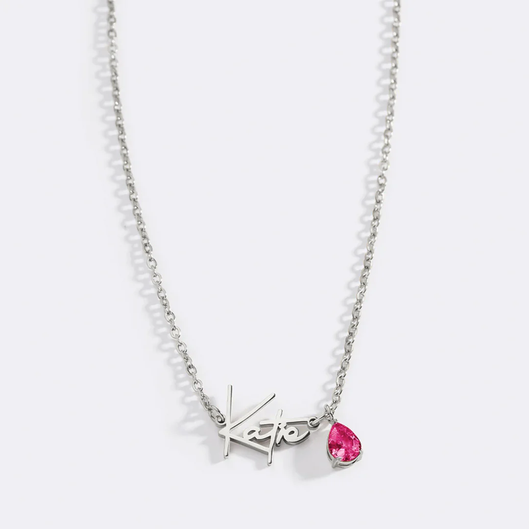Handmade Birthstone Name Necklace