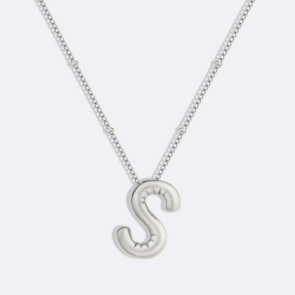 Balloon Initial Necklace with Satellite Chain