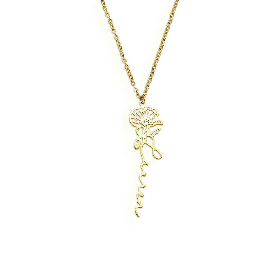 Birth Flower Name Necklace