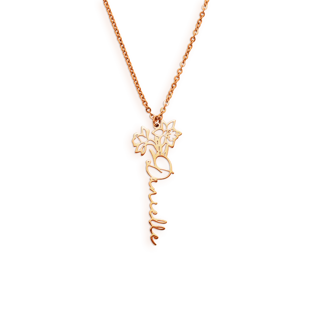 Birth Flower Name Necklace