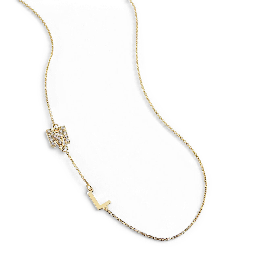 Custom Diamond & Gold 2 Initial Necklace