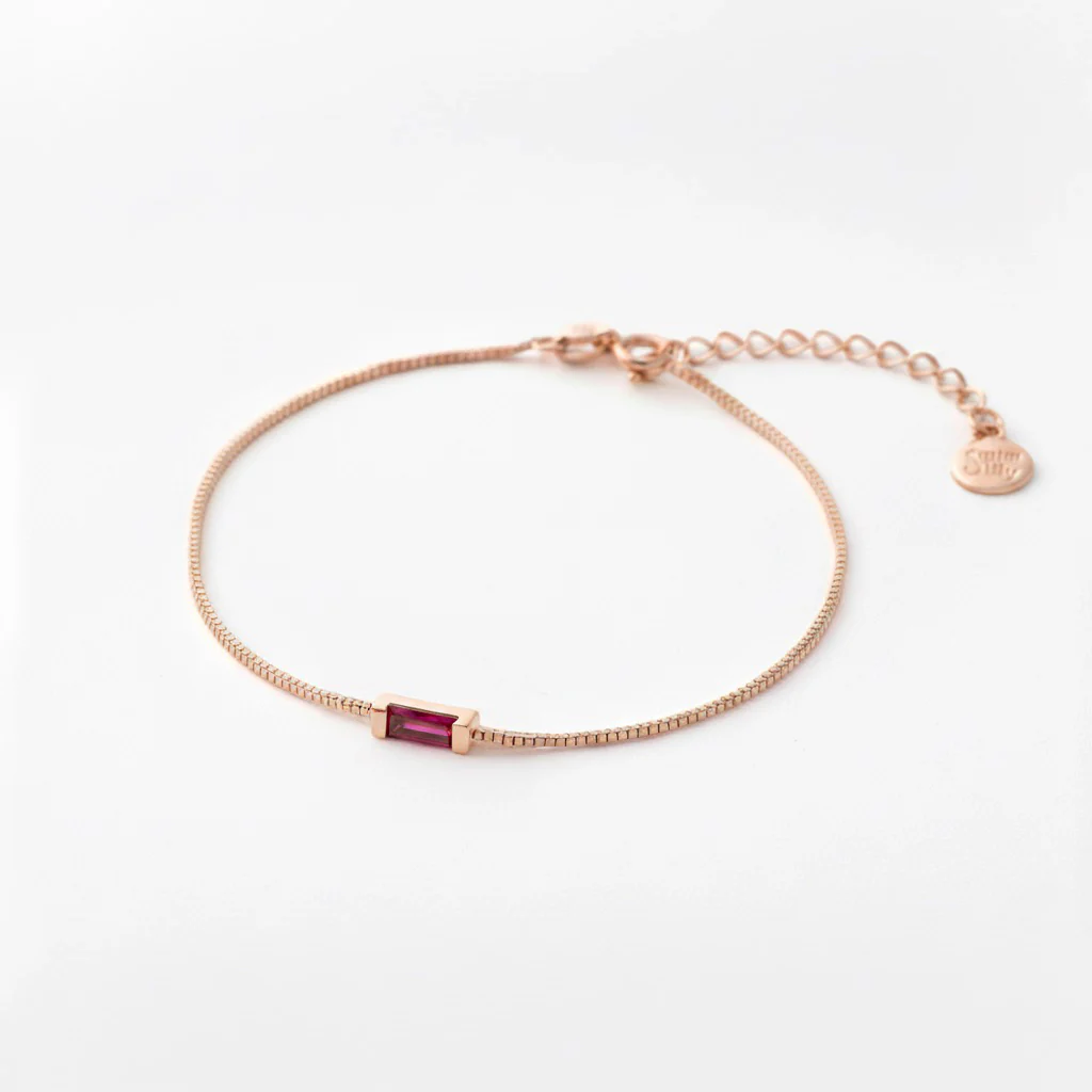 Dainty Baguette Birthstone Bracelet