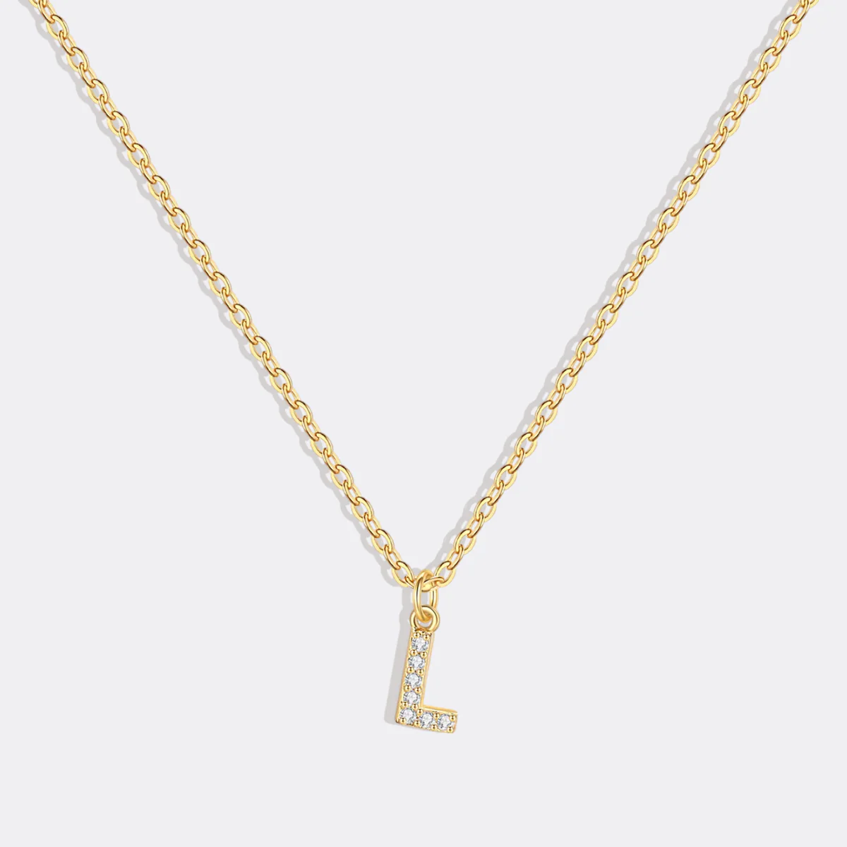 Gold Pavé Uppercase Initial Necklace