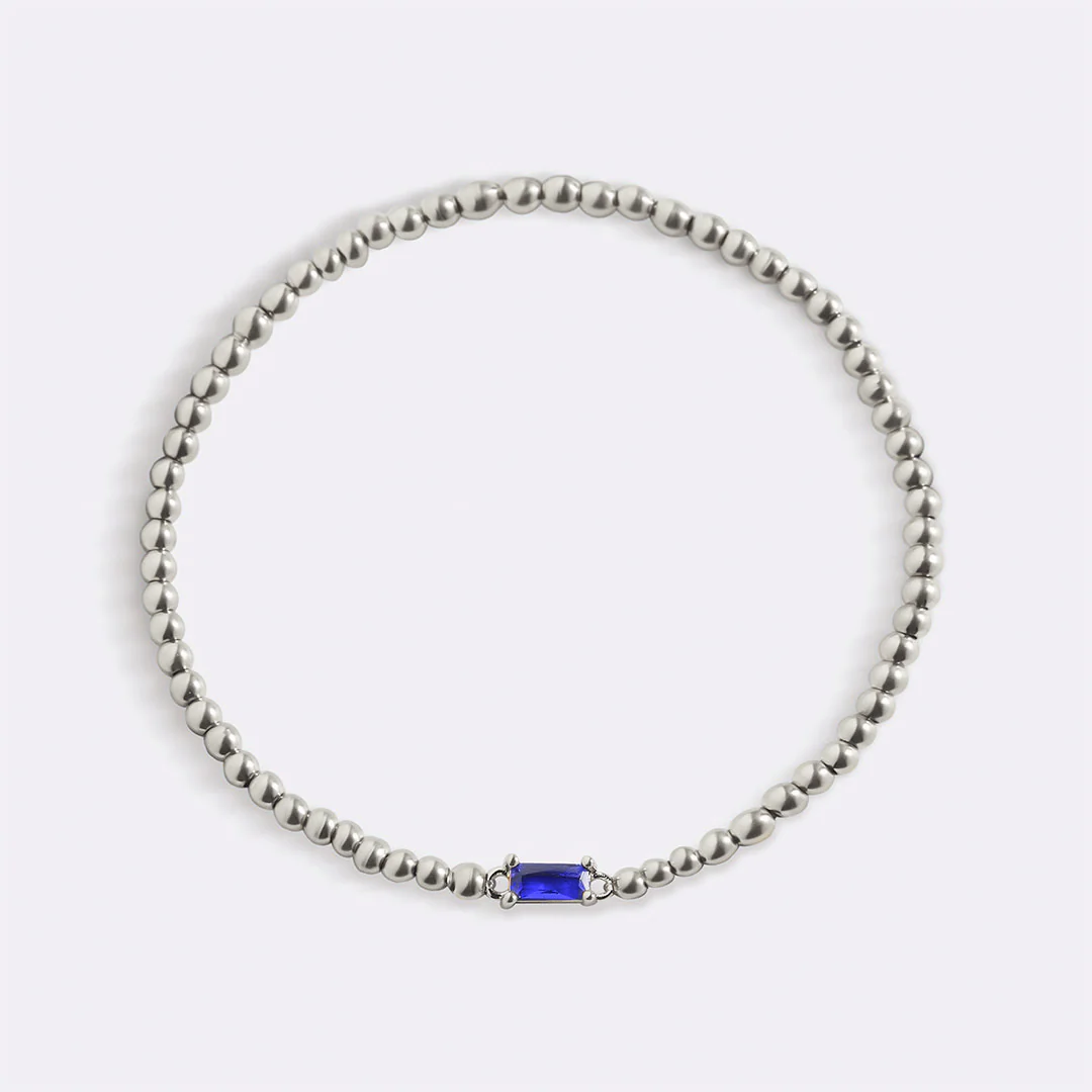 Sterling Silver Beaded Birthstone Bracelet
