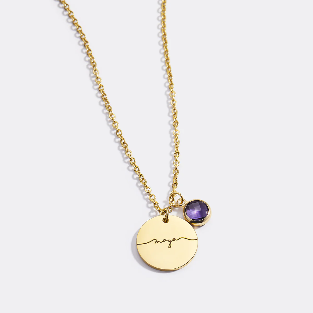 Monogram Script Birthstone Name Necklace